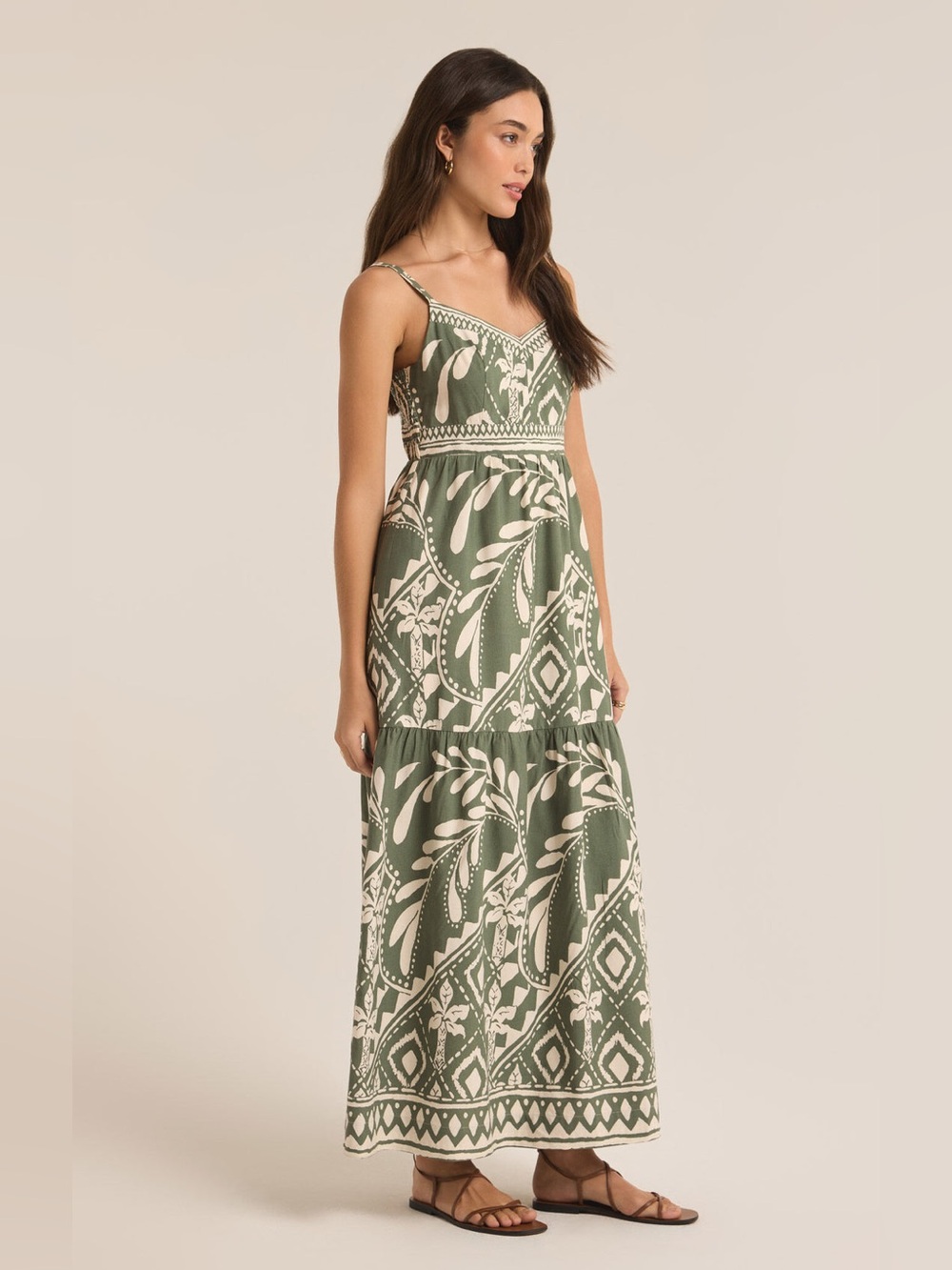 NWT Z Supply Tazz Palm Print Midi Dress Size Large